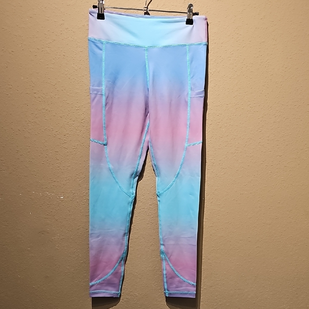 Curves N Combatboots Pink and Blue Ombre Leggings Size Medium